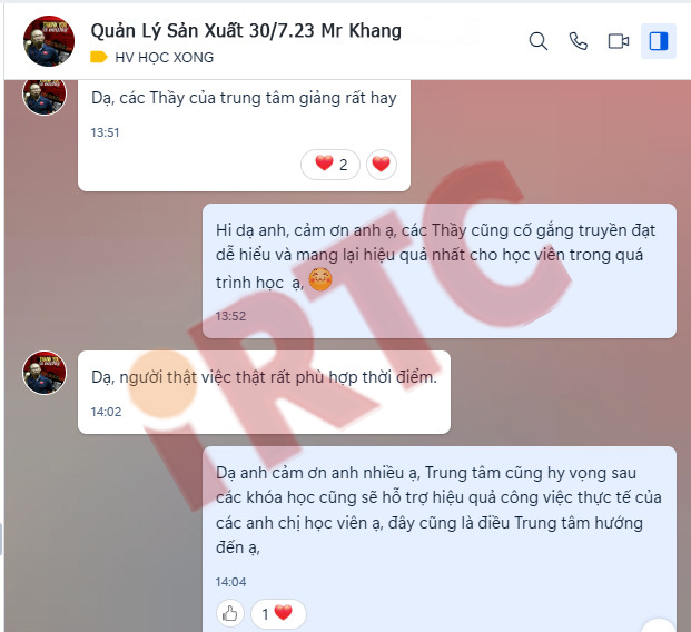 cảm nhận của học viên về khóa học quản lý sản xuất